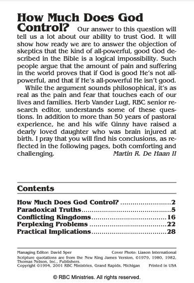 Discovery Series: How Much Does God Control?